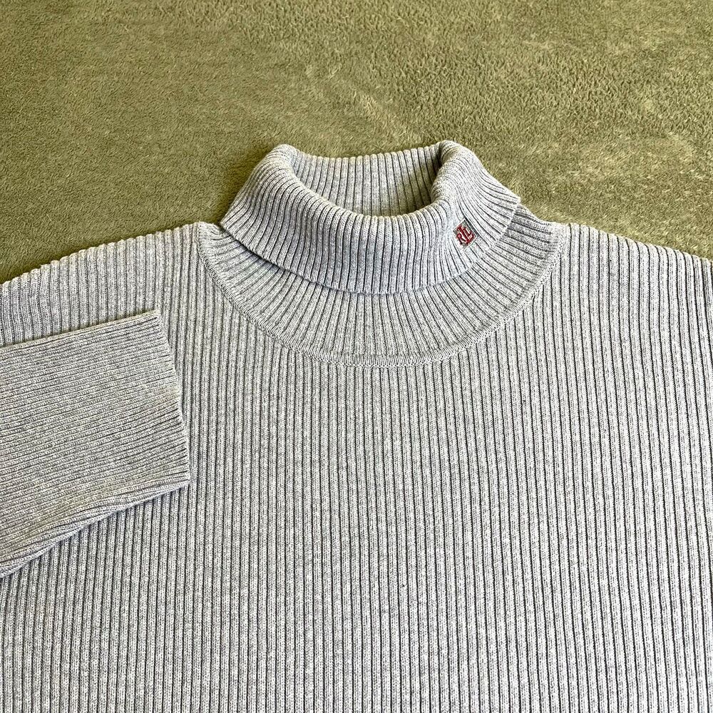 Lauren Ralph Lauren 3X Heather Gray 100% Cotton Ribbed Turtleneck Sweater LRL